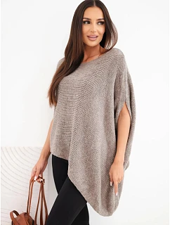 Dámský svetr pončo asymetrický s širokým výstřihem z fango model 22354241 - K-Fashion