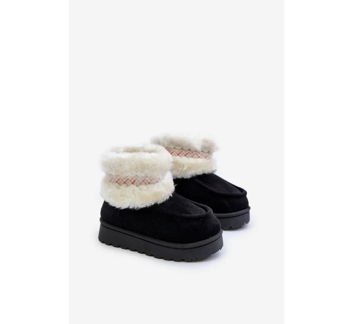 Sněhové boty dětské s kožešinou a vzorem černé model 21678781 - Boto Sněhové boty dětské s kožešinou a vzorem černé model 21678781 - Boto