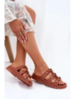 Dámske papuče s remienkami - ťava