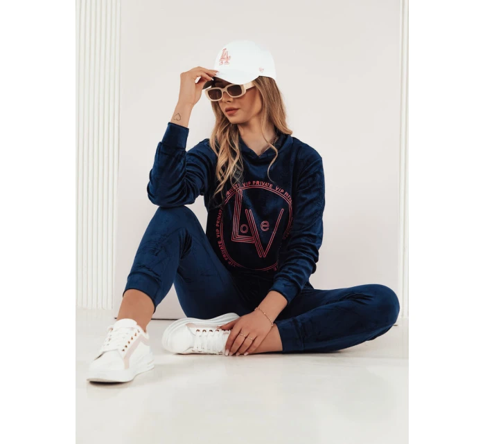 VIP PRIVATE tmavomodrý dámsky velúrový set FashionStreet AY0867