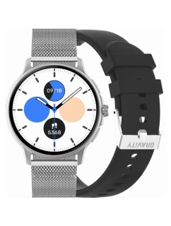 Dámske inteligentné hodinky GRAVITY GT12-7 čierny silikónový remienok + strieborný náramok