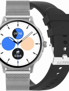 Dámske inteligentné hodinky GRAVITY GT12-7 čierny silikónový remienok + strieborný náramok