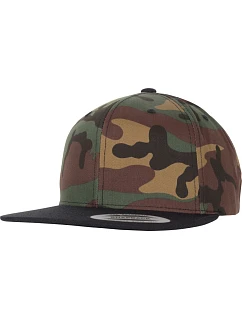 Flexfit 6089CF/6089CV/6089TC 6-panelová snapbacková čiapka „Camo“ 55.689C zelená kamufláž/čierna