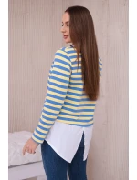 Pruhovaná bavlnená blúzka s golierom denim+žltá