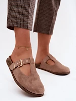 Dámské pantofle Mule z imitace semiše tmavě béžové Melvia