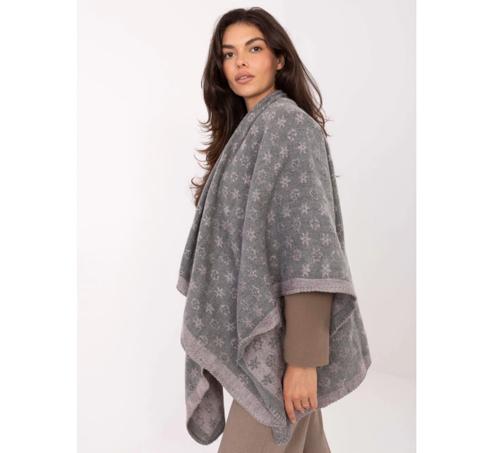 Pončo AT PN 7661.89 sivo-ružové