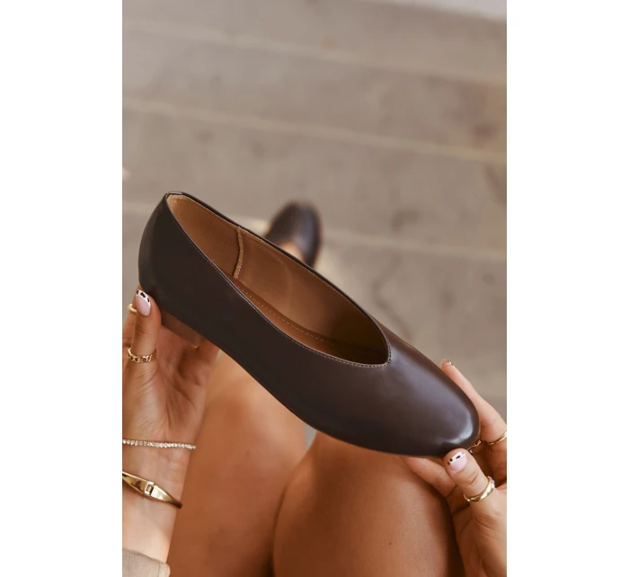 Dámske baleríny z ekokože na podpätku Olyssia - hnedé Dámske baleríny z ekokože na podpätku Olyssia - hnedé