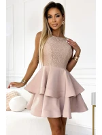 LAURA Béžové dámské rozšířené šaty s vrchní částí model 20069977 - numoco LAURA Béžové dámské rozšířené šaty s vrchní částí model 20069977 - numoco