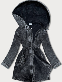 Voľná čierna džínsová dámska denimová bunda (POP7065-K)