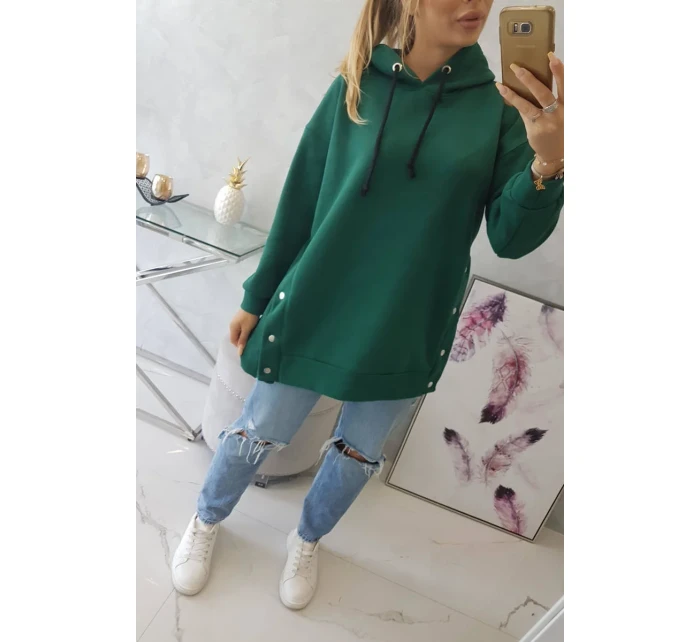 Zateplená mikina s patentkami tmavo zelená