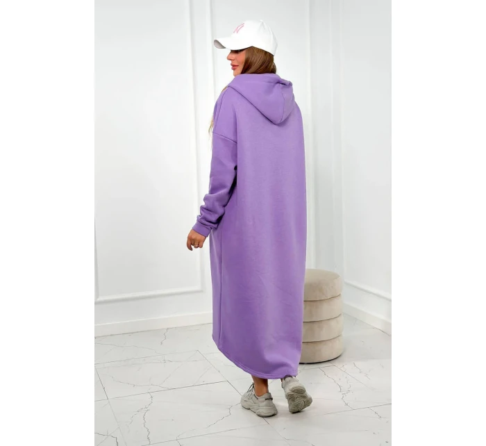 Zateplené šaty s kapucňou fialka