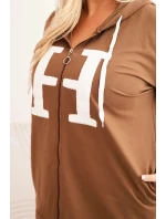 Dámská mikina Plus Size bavlněná s kapucí a velkým model 21399821 H camelová - K-Fashion