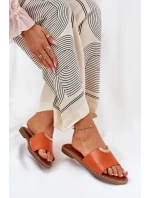 Klapki Damskie Eko Skórzane Z Ozdobnymi Detalami Pomarańczowe Mevith Klapki Damskie Eko Skórzane Z Ozdobnymi Detalami Pomarańczowe Mevith