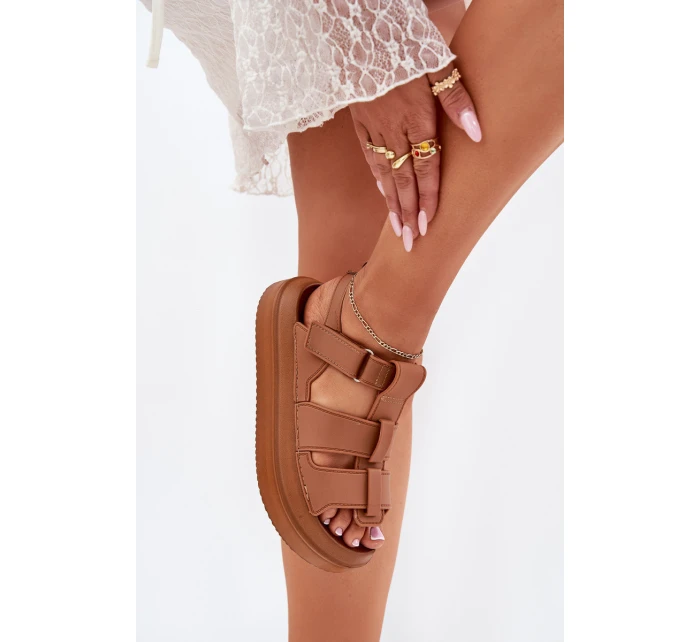 Sandały Damskie Na Platformie Camel Nitavelia Sandały Damskie Na Platformie Camel Nitavelia