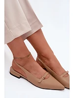 Kožené sandály na nízkém podpatku Maciejka K7449-04 tmavě béžové