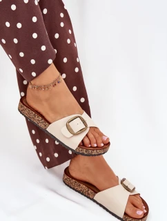 Dámske papuče na korkovej platforme s prackou - béžové Vianara