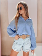 Dámská mušelínová košile oversize modrá model 21989198 - Dstreet