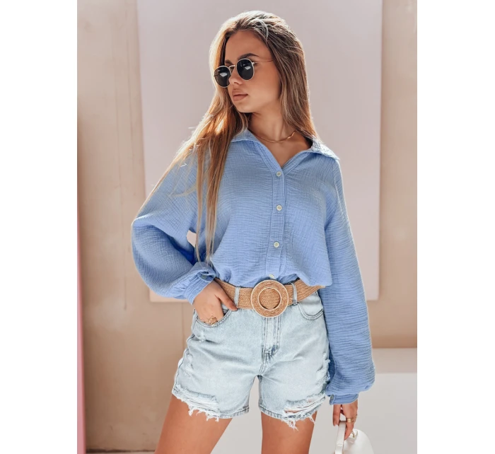 Dámská mušelínová košile oversize modrá model 21989198 - Dstreet