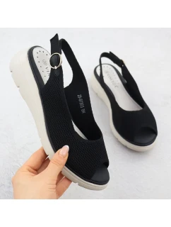 Dámske textilné sandále na platforme čierne Vinceza 97303