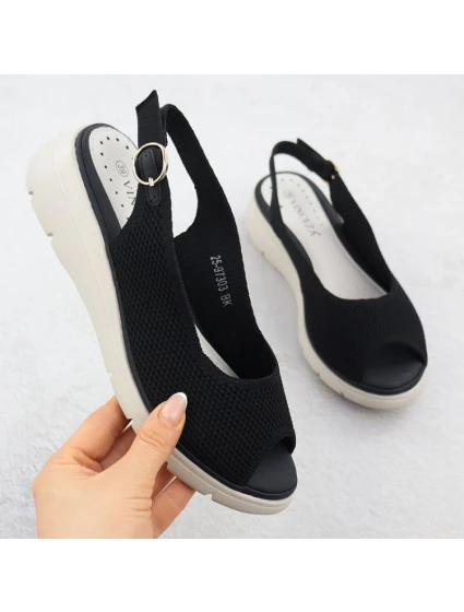 Dámske textilné sandále na platforme čierne Vinceza 97303