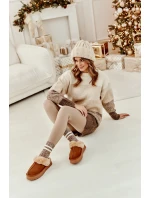 Kožené Semišové Pantofle Dámské Na Platformě S Kožíškem Camel model 21638811 - Boto Kožené Semišové Pantofle Dámské Na Platformě S Kožíškem Camel model 21638811 - Boto