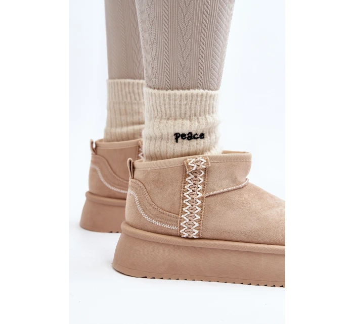 Sněhule na platformě s vzorem béžové model 21645932 - Boto