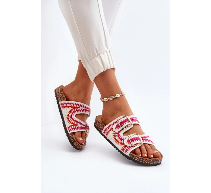 Damskie Klapki Na Korkowej Podeszwie Białe Fannea Damskie Klapki Na Korkowej Podeszwie Białe Fannea