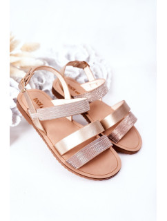 Detské lesklé sandále Pink Gold Natalie