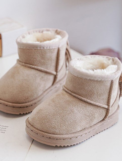 Detské zateplené snehové topánky so strapcami, béžové Mikyla