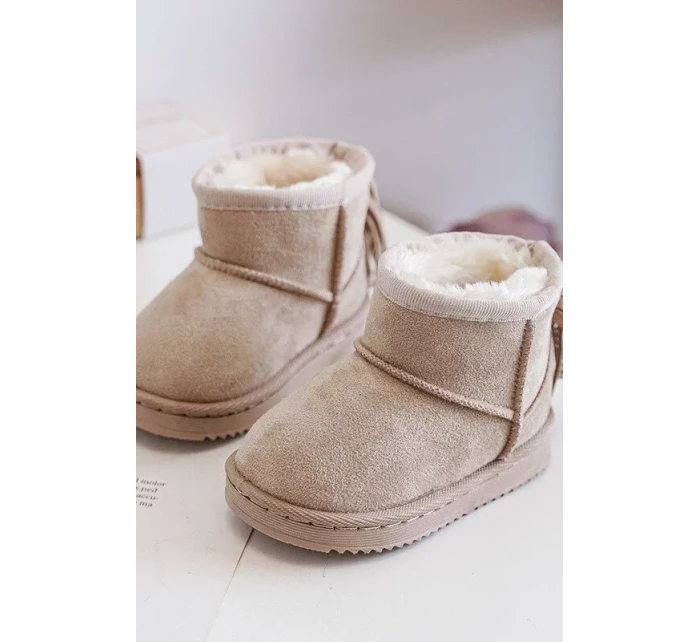 Dětské zateplené sněhule s třásněmi, béžová Mikyla