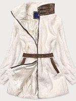 Kožušinová bunda v ecru farbe so stojačikom (GSQ2228)