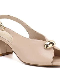 Dámske béžové sandále na podpätku Sergio Leone SK469