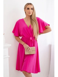 Šaty s vrstveným výstrihom ružové