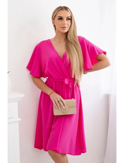 Šaty s vrstveným výstrihom ružové