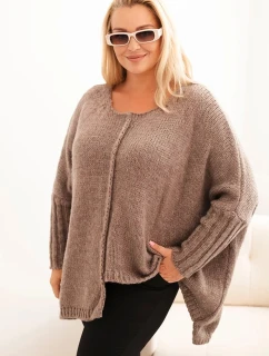 Svetr dámský Plus Size z model 21297044 s volným střihem a rukávem 3/4 fango - K-Fashion