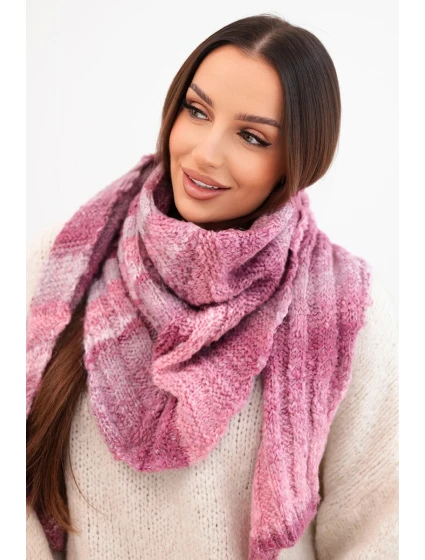 Dámsky mäkký a teplý vlnený šál vo farebných pruhoch KN19 tmavoružový