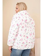 Dámske Plus veľkosť jarná bunda s malým kvetinovým vzorom ružová