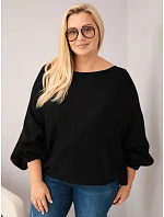 Dámský svetr Plus Size s přídavkem vlny volného střihu černý Dámský svetr Plus Size s přídavkem vlny volného střihu černý