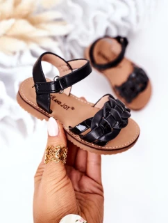 Dziecięce Sandały Z Wężowym Wzorem Czarne Baxlee