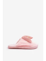 Kapcie Damskie Z Futerkiem I Kokardą Różowe Olfedi