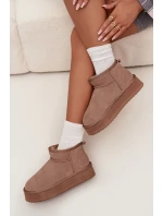 Semišové zimní boty pro ženy na platformě model 21707692 béžové - VINCEZA