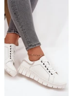 Skórzane Półbuty Damskie Ze Sznurowaniem Vinceza 41493 Białe