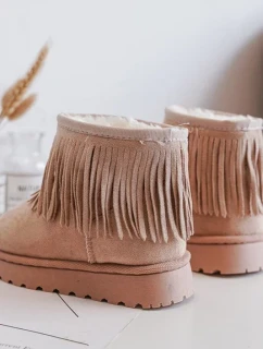 Zateplené dětské sněhule s ozdobnými třásněmi Béžová Nimia