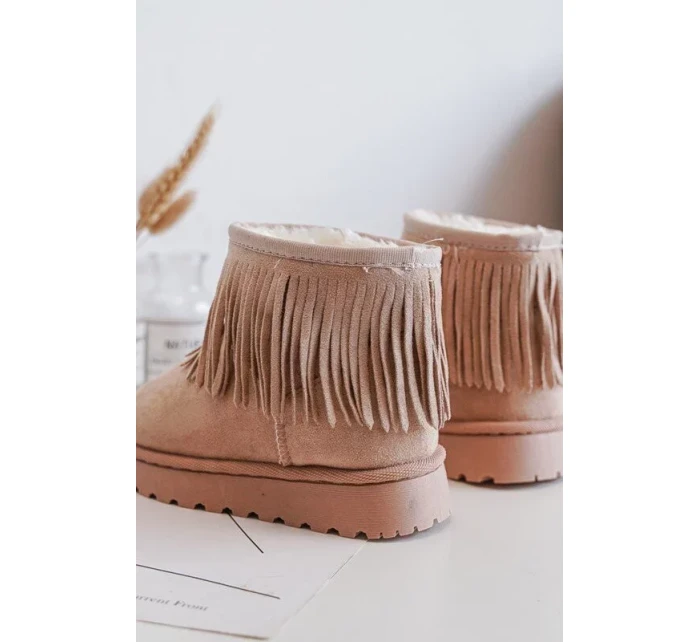 Zateplené dětské sněhule s ozdobnými třásněmi Béžová Nimia Zateplené dětské sněhule s ozdobnými třásněmi Béžová Nimia