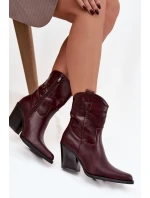 Dámske členkové topánky na podpätku D8271 Burgundy - Sweet Shoes Dámske členkové topánky na podpätku D8271 Burgundy - Sweet Shoes