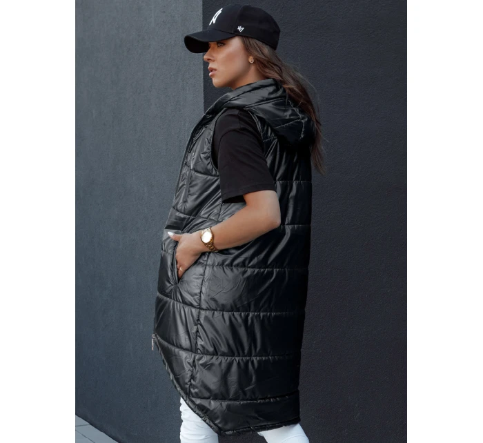 Dámská prošívaná vesta s kapucí dlouhá černá Dstreet model 21979272 - FashionStreet Dámská prošívaná vesta s kapucí dlouhá černá Dstreet model 21979272 - FashionStreet