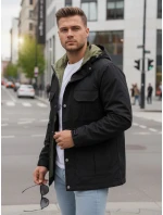 Pánska prechodná bunda s kapucňou čierna FashionStreet TX5133