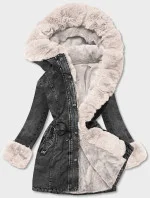 Dámska džínsová bunda s kožušinovou podšívkou (B8068-1046)