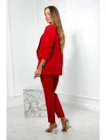 Elegantná súprava saka a nohavíc červená