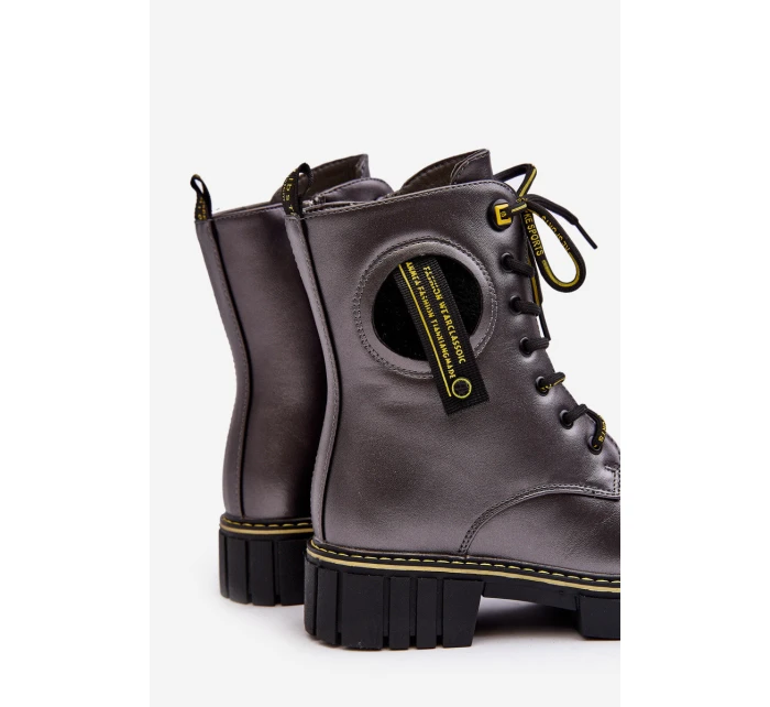 Dziecięce Ocieplane Botki Trapery Szare Iomare